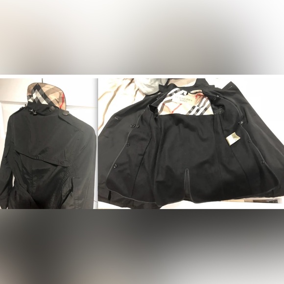Burberry Brit Balmoral Black Double Breasted Wool Liner Belt Trench Coat Jacket! - Picture 7 of 12